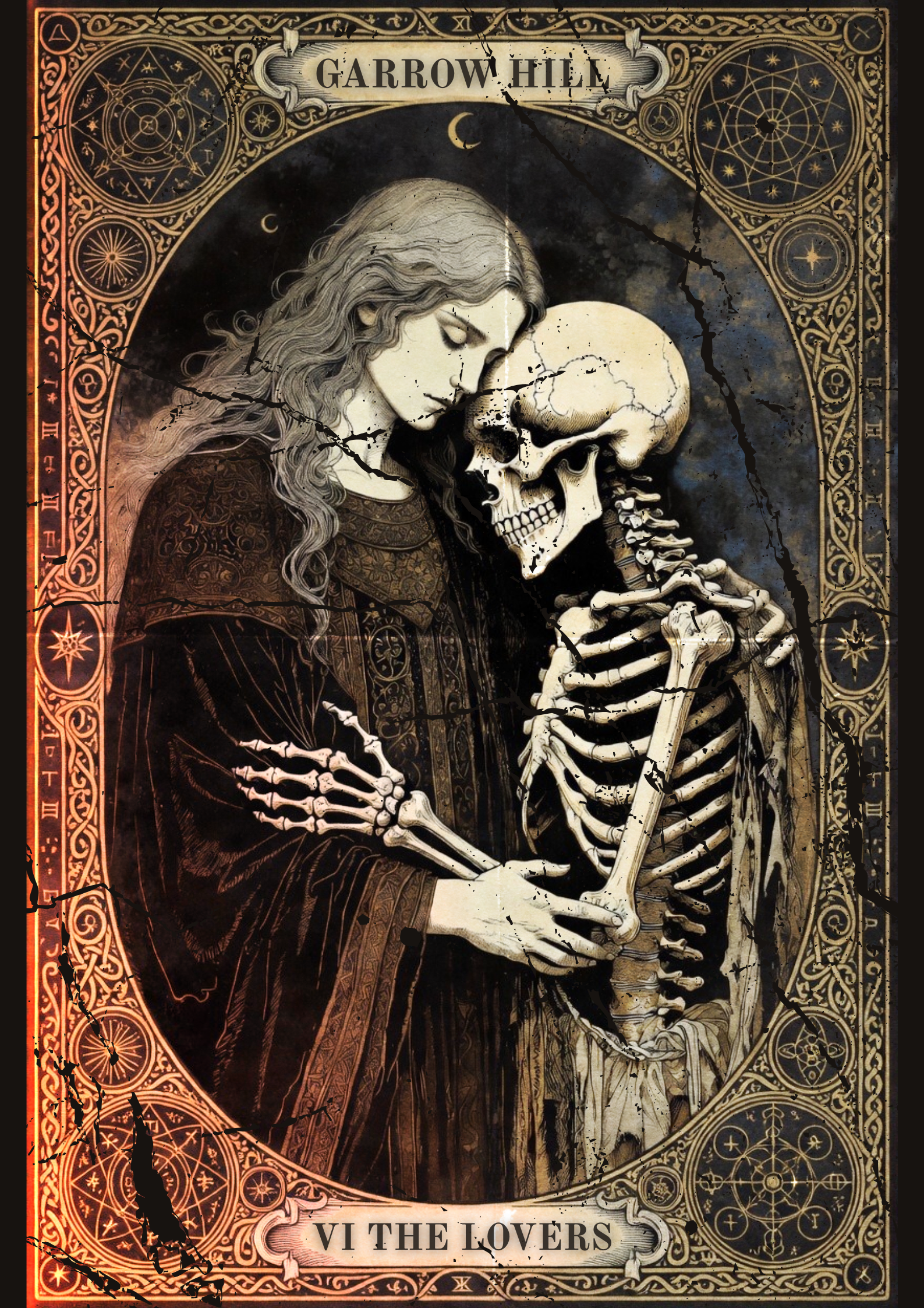 Tarot card for Garrow Hill's VI, The Lovers. 